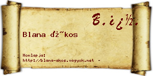 Blana Ákos névjegykártya